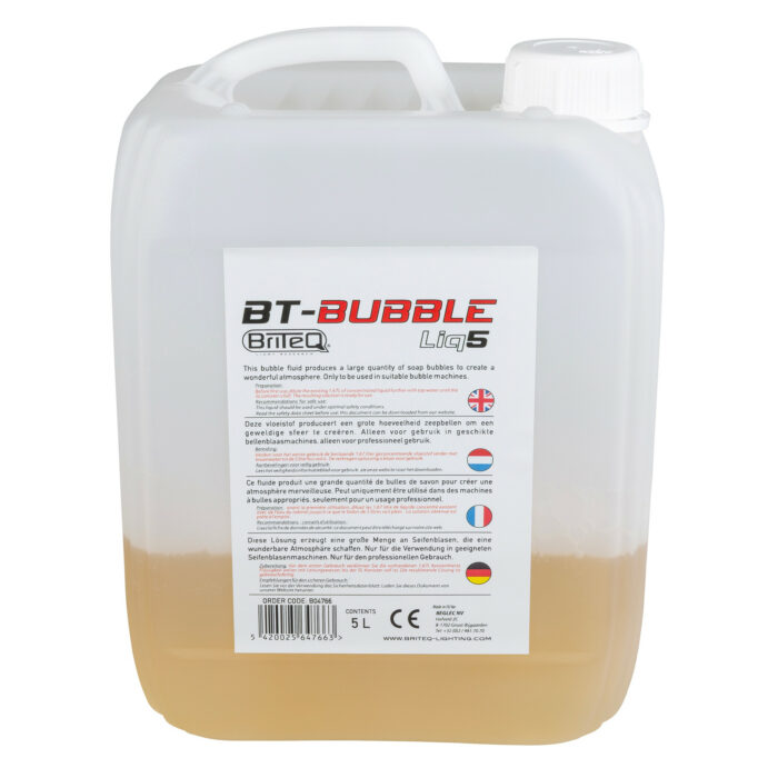 Liquide à bulles concentré (1,67 L à diluer avec de l’eau) – Bidon de 5 L. BT-BUBBLELIQ5